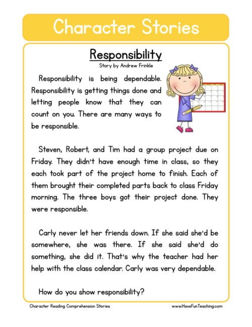 Character Education Worksheets  Have Fun Teaching