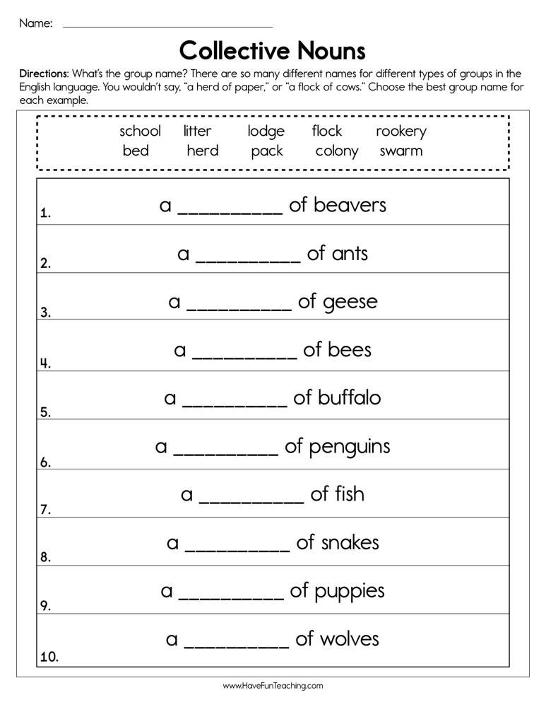 Collective Nouns Worksheet  Have Fun Teaching