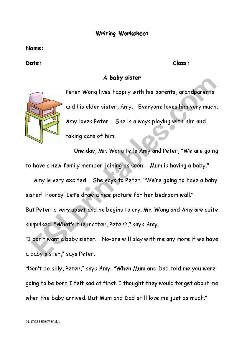 Comprehension And Writing Worksheet