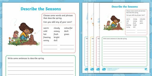 Describe The Seasons Writing Worksheets