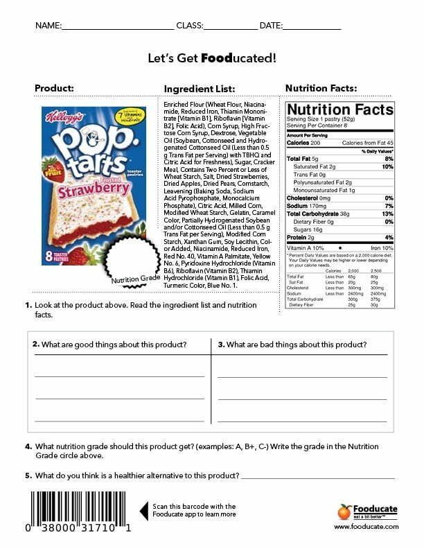 Fun Nutrition Worksheets For Kids