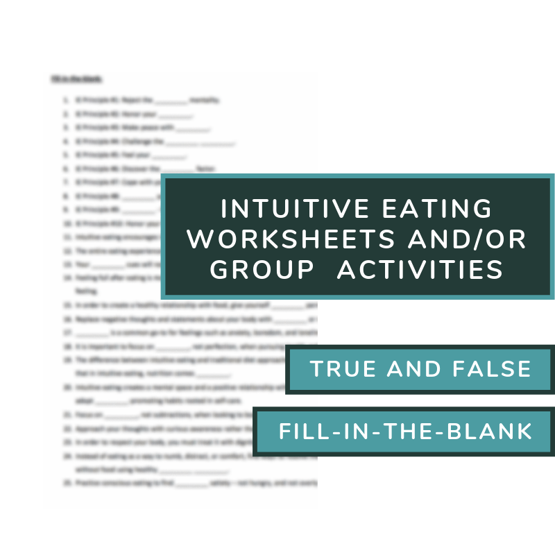Intuitive Eating Group Activities And Worksheets