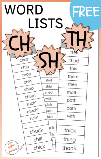 Sh Ch Th Word Lists