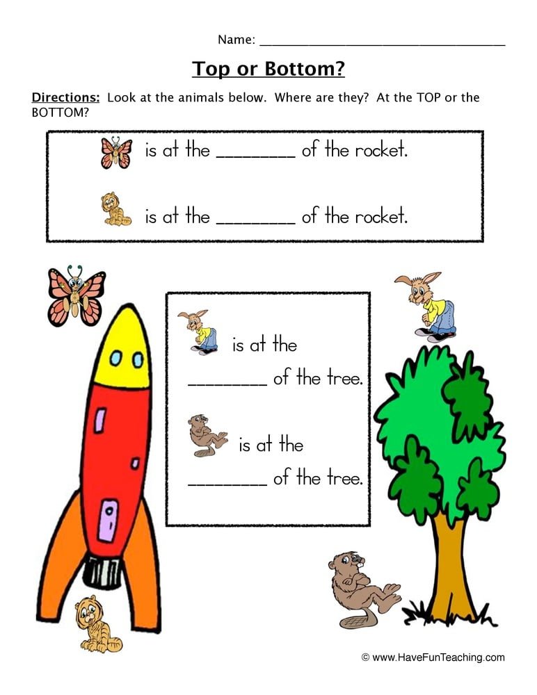 Top Or Bottom Pictures Worksheet  Have Fun Teaching