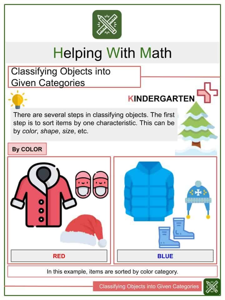 Classifying Objects Into Given Categories Math Worksheets