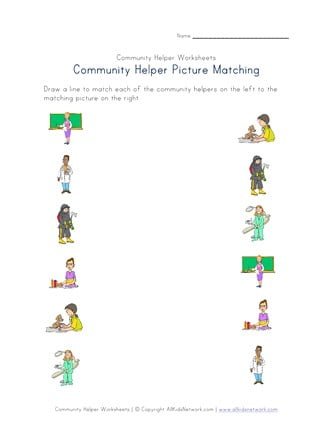 Community Helpers Picture Matching Worksheet