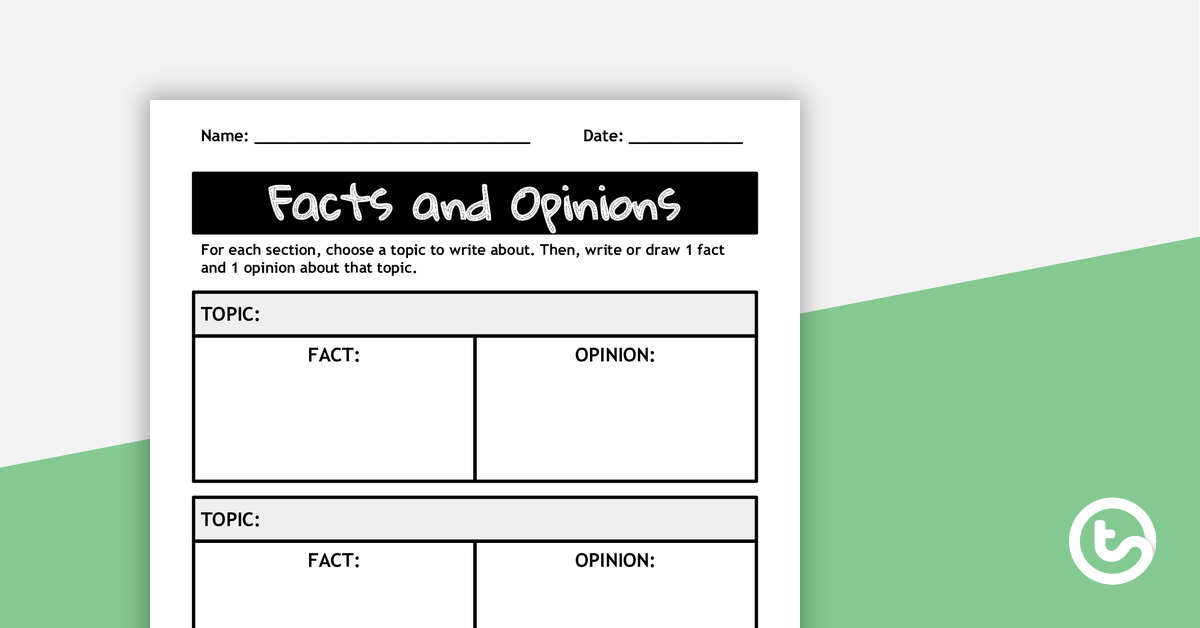 Facts And Opinions Graphic Organizer Teaching Resource
