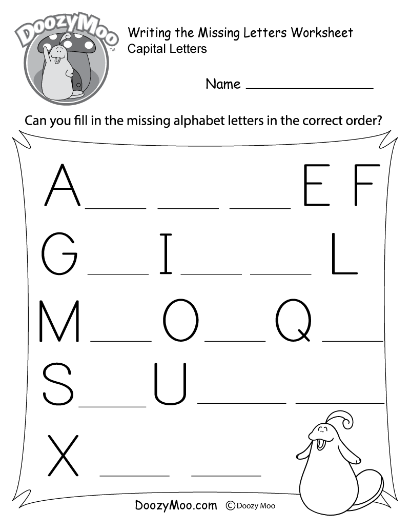 Writing The Missing Capital Letters Worksheet Free Printable