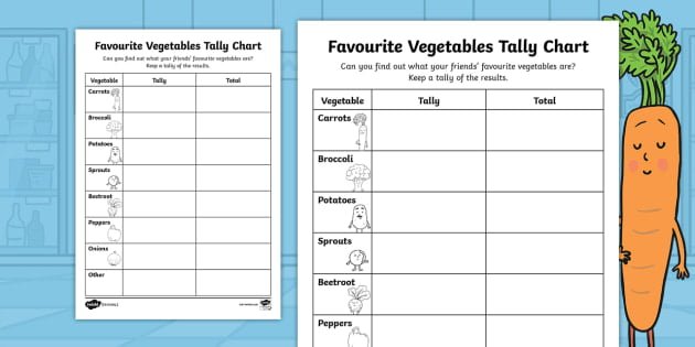 Carrot Club Favorite Vegetable Tally Chart Worksheet