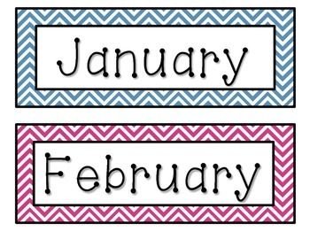 Chevron Months Of The Year Labels
