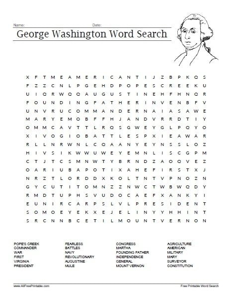 George Washington Word Search