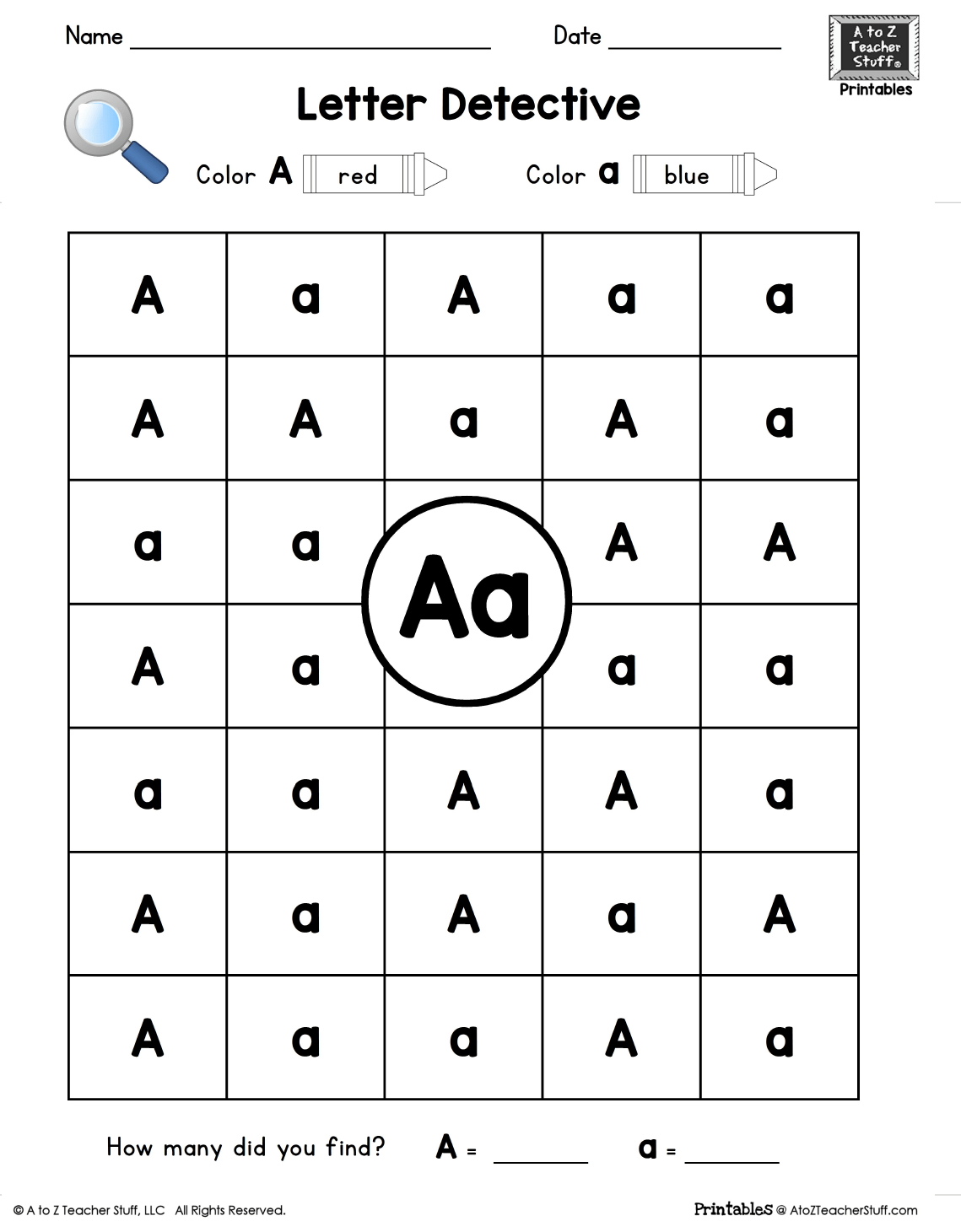 Letter A Letter Detective Uppercase   Lowercase Visual