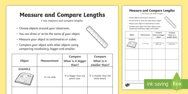 Measure And Compare Lengths Worksheet  Worksheet