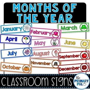 Months Of The Year Signs By The Primary Pal