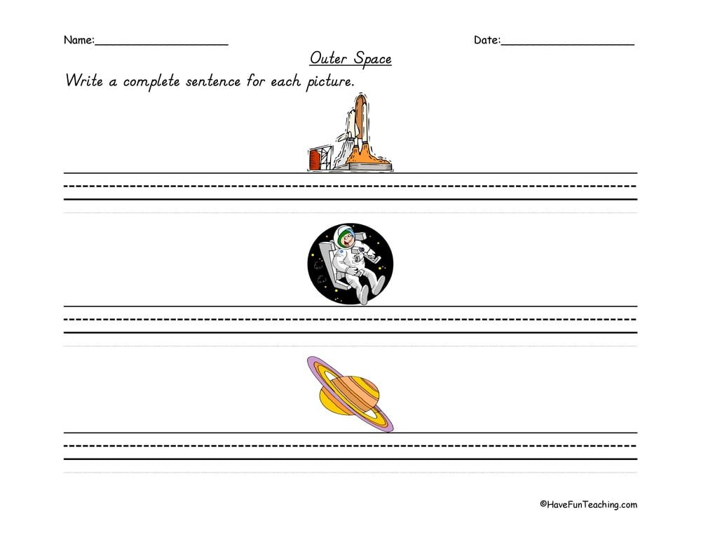 Outer Space Sentences Worksheet