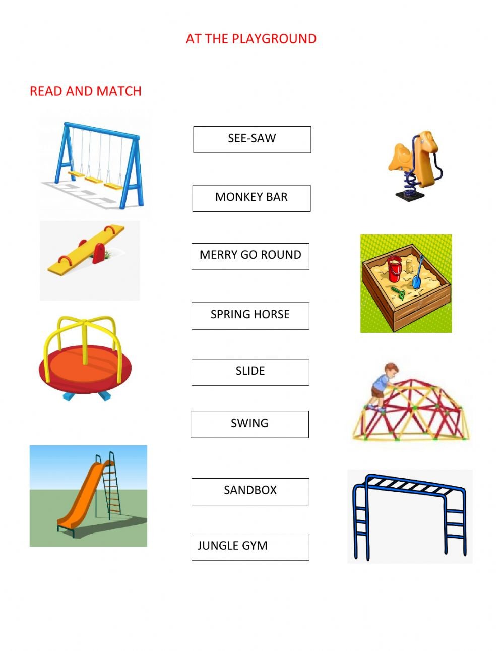 Playground Vocabulary Interactive Worksheet