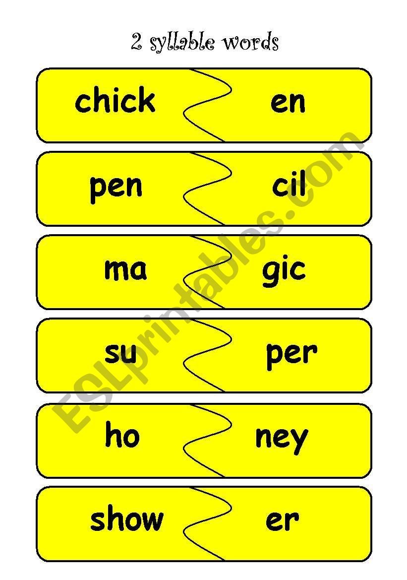 Syllable Words Puzzles