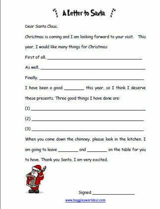 Dear Santa Letter Writing Worksheet
