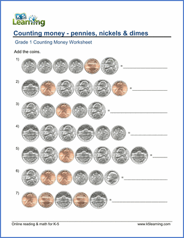 Grade  Counting Money Worksheets