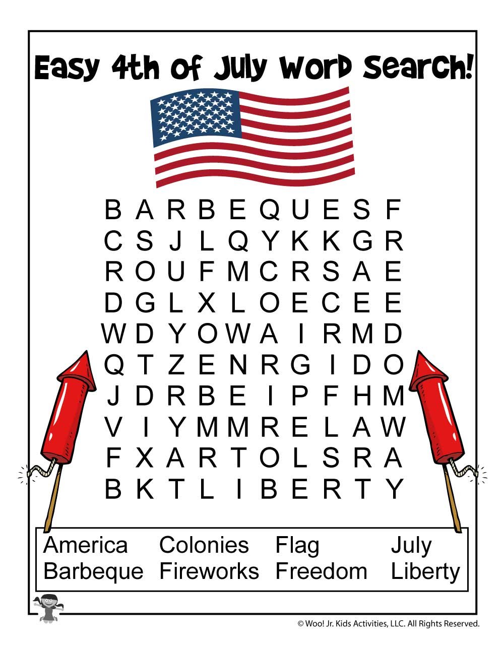 Independence Day Easy Word Search