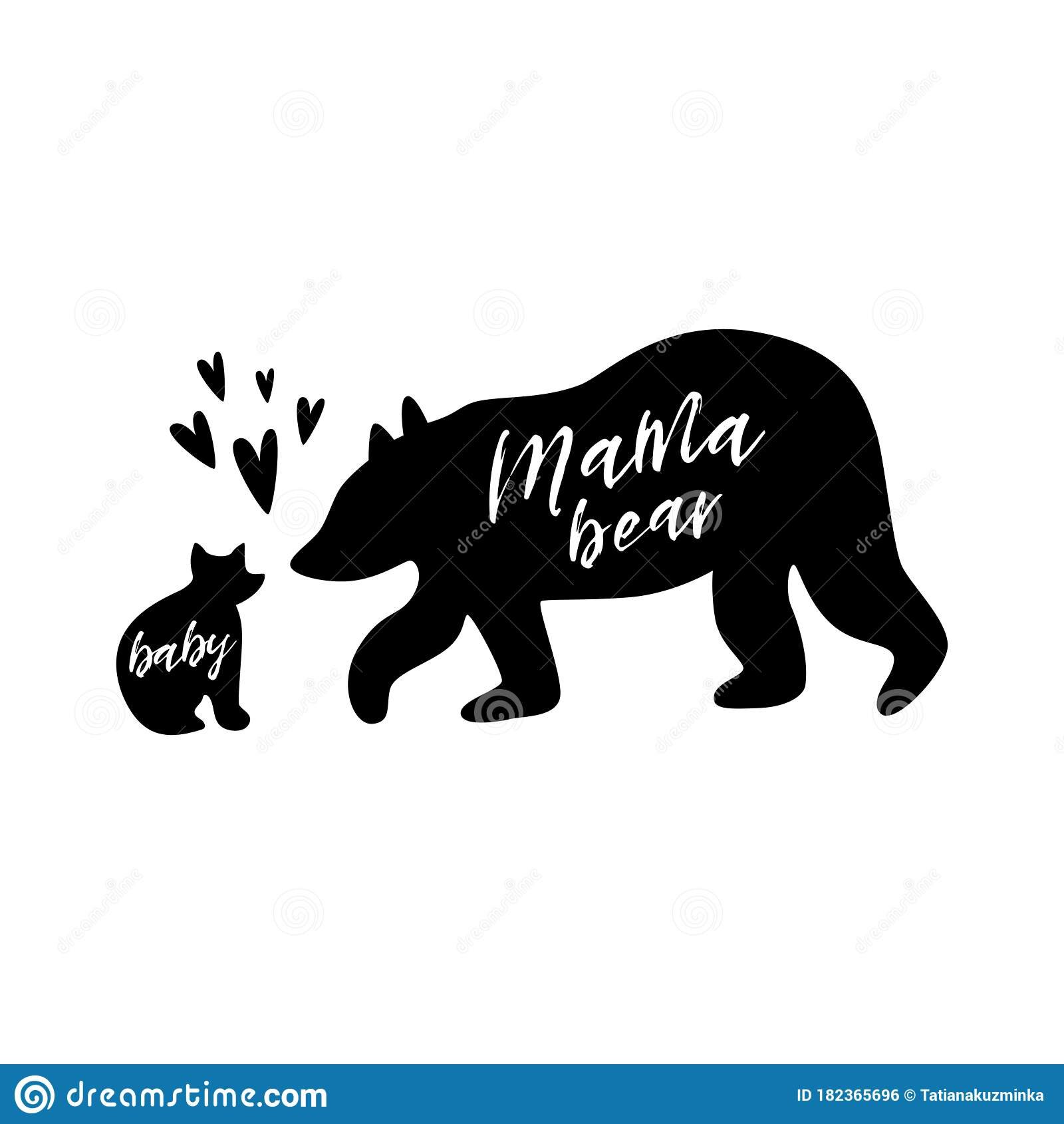 Mama Bear Baby Bear Love Black Bear Family Print Simple Bear