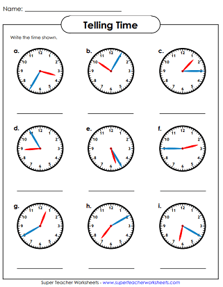 Time Worksheets Nearest  Minutes