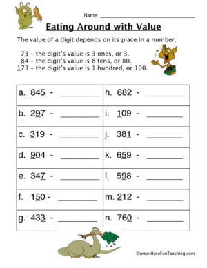 Base  Math Place Value Worksheets