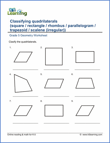 Grade  Geometry Worksheets Quadrilaterals