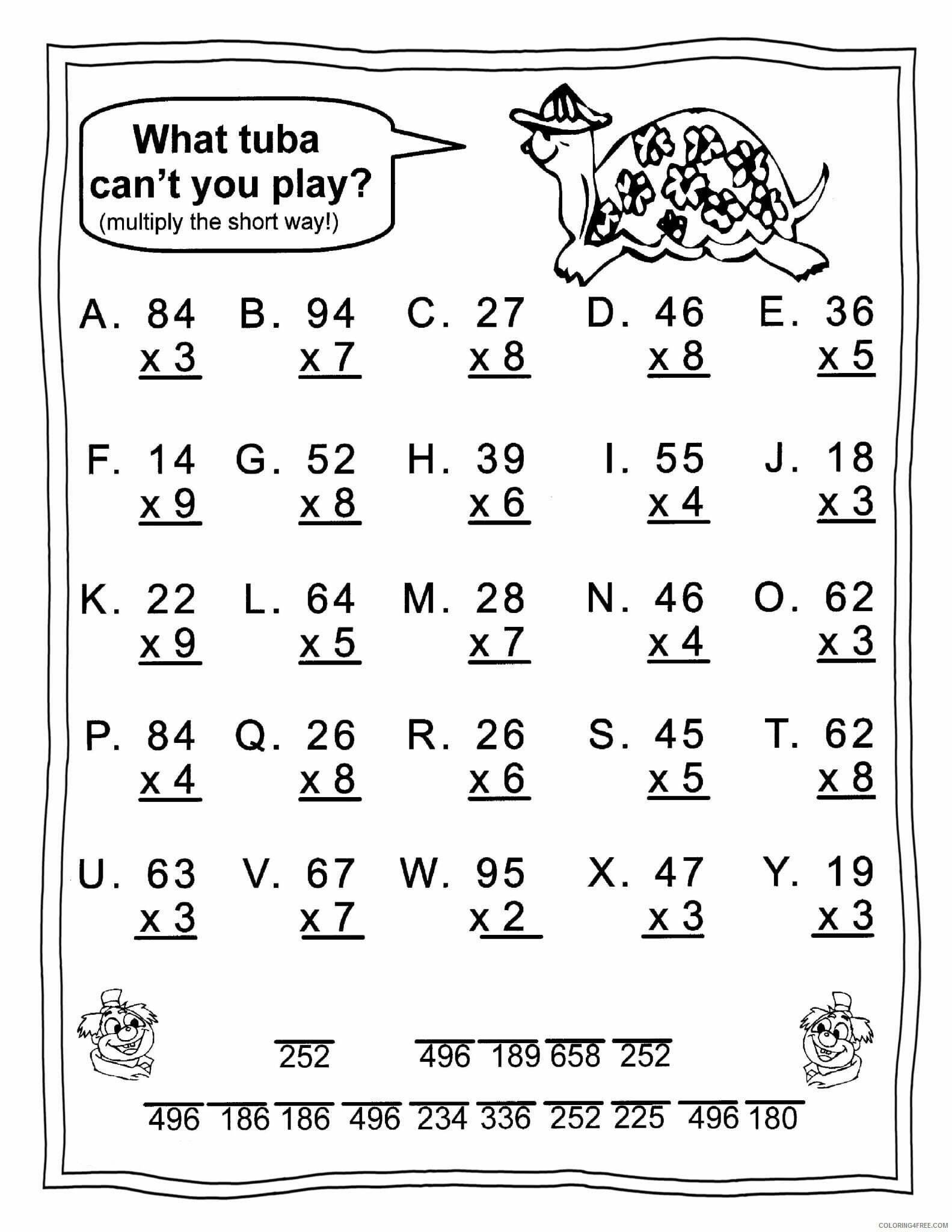 Rd Grade Coloring Pages Educational Multiplication Worksheet