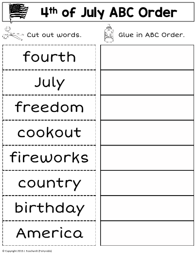 This Is A Th Of July Themed Worksheet To Practice Putting Words