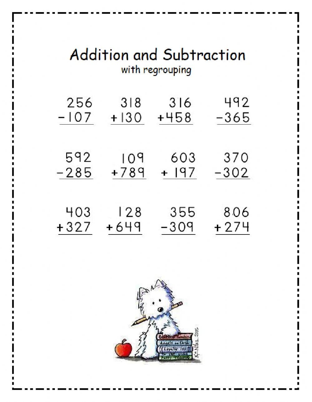 3 digit addition and subtraction worksheet