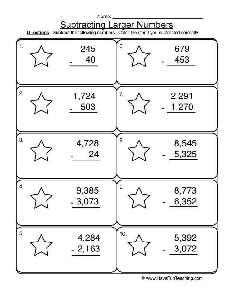 Subtraction Multi-Digit No Regrouping Worksheet In 2020