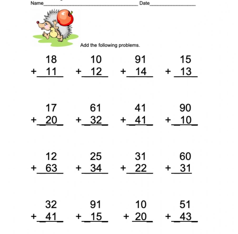 Addition 2 digits without regrouping