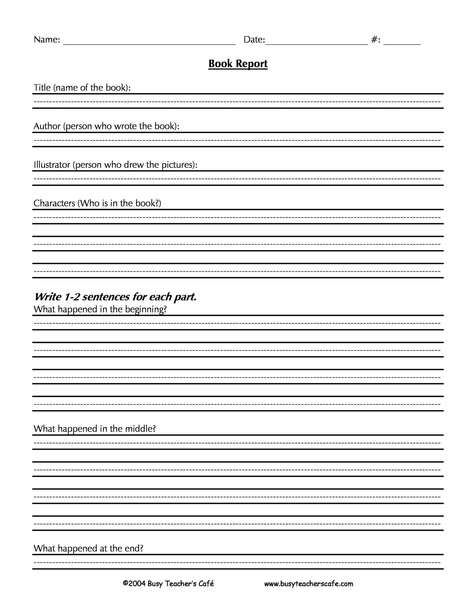 Book Report Template Printable Worksheets 6