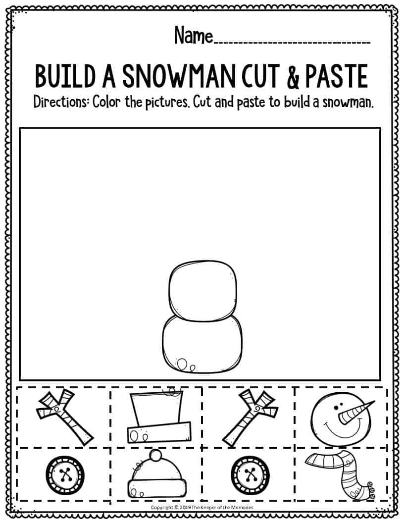 Fine Motor Christmas Preschool Worksheets Build A Snowman ...