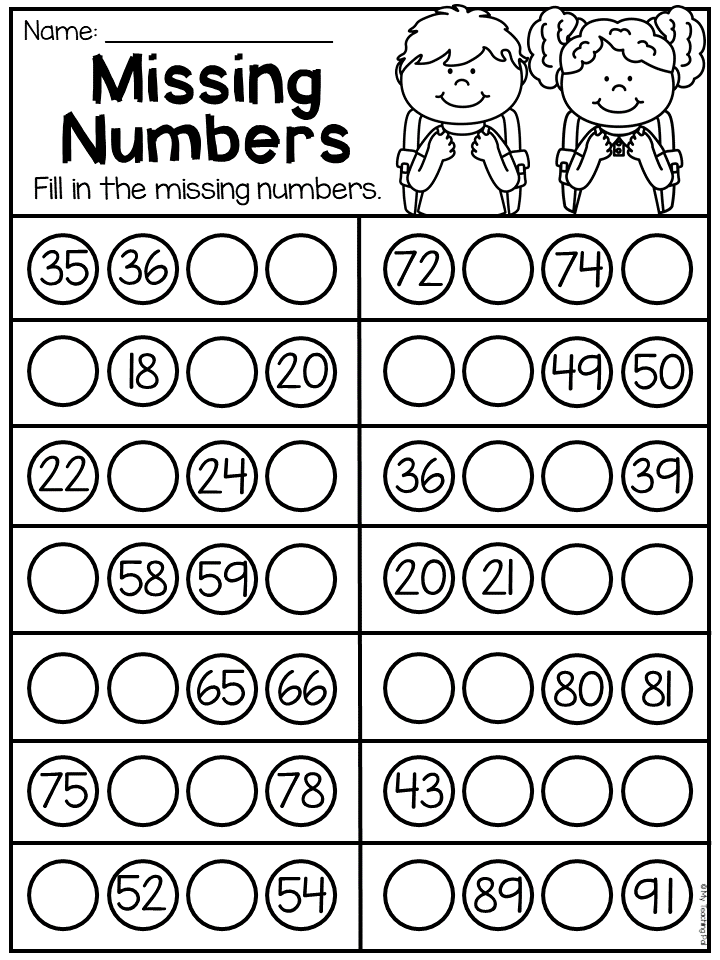 Missing numbers worksheet for first grade students ...