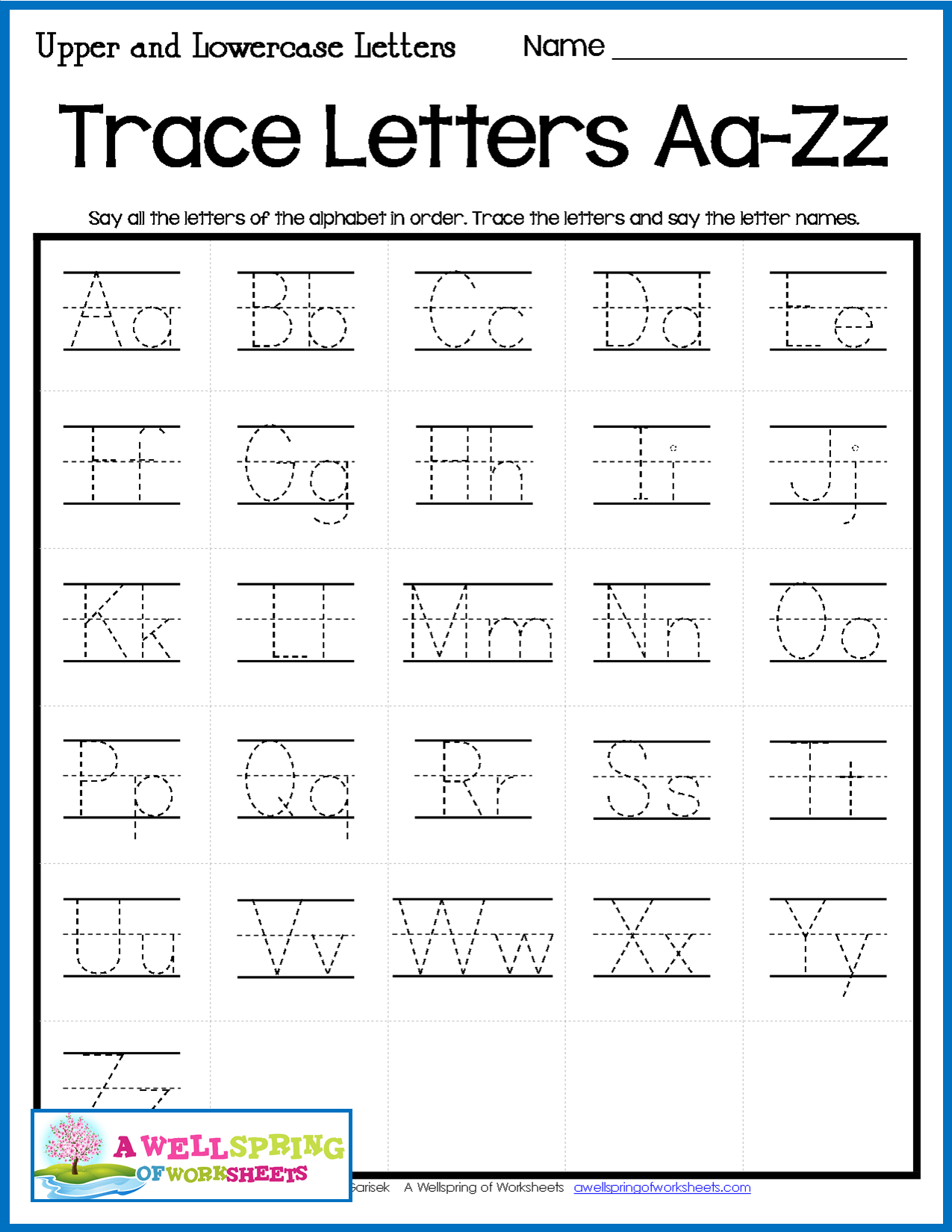 Alphabet Letter Tracing On Primary Writing Lines | Letter ...