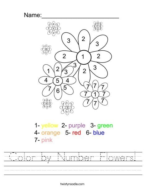 Color By Number Flowers Worksheet