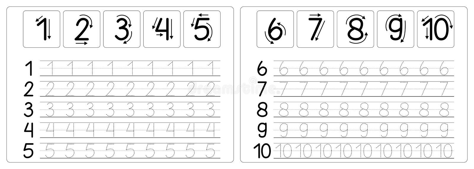Color Number Worksheets Stock Illustrations   Color Number