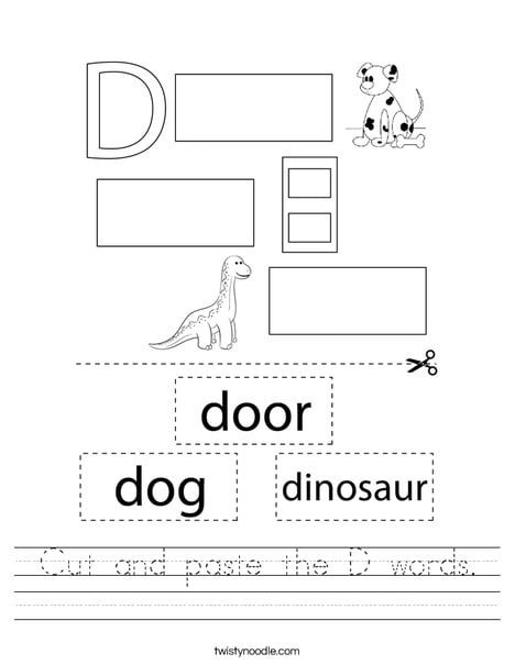 Cut And Paste The D Words Worksheet