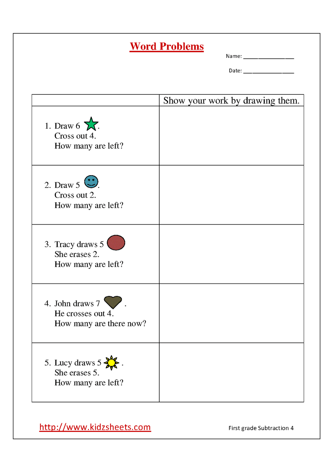 Best Images Of 1st Grade Subtraction Word Problems