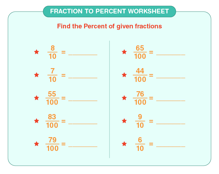 Fraction To Percent Worksheet