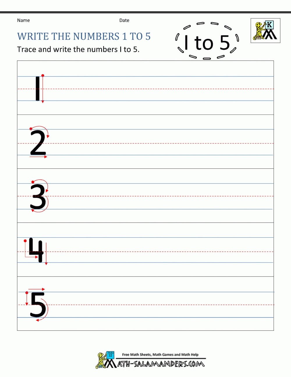Writing Numbers One To Ten Worksheets - Numbers 1-10 ...