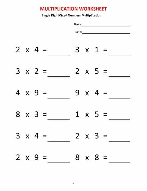 Multiplication Practice Sheets Printable Worksheets