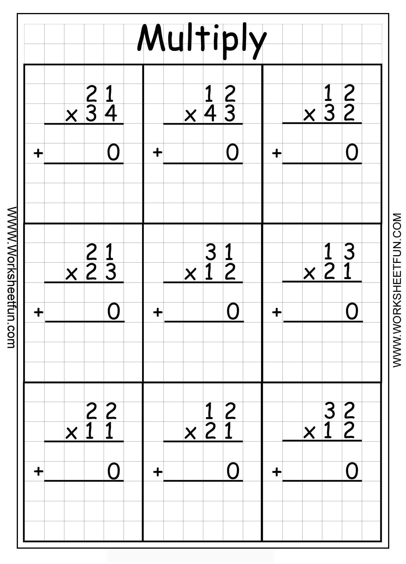 Multiplication – 2 Digit By 2 Digit – Thirty Worksheets