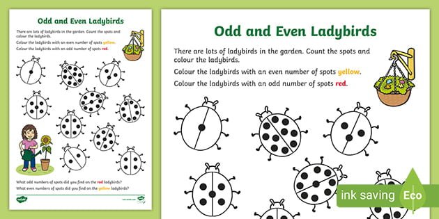 Odd And Even Numbers Ladybirds Colouring Worksheet