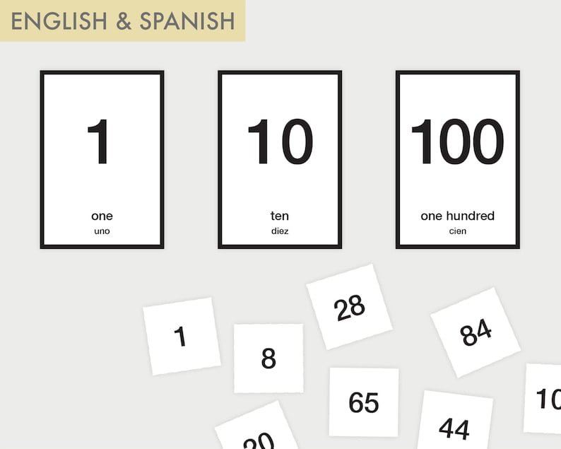 Printable Bilingual Number Flashcards Mini Counting Cards