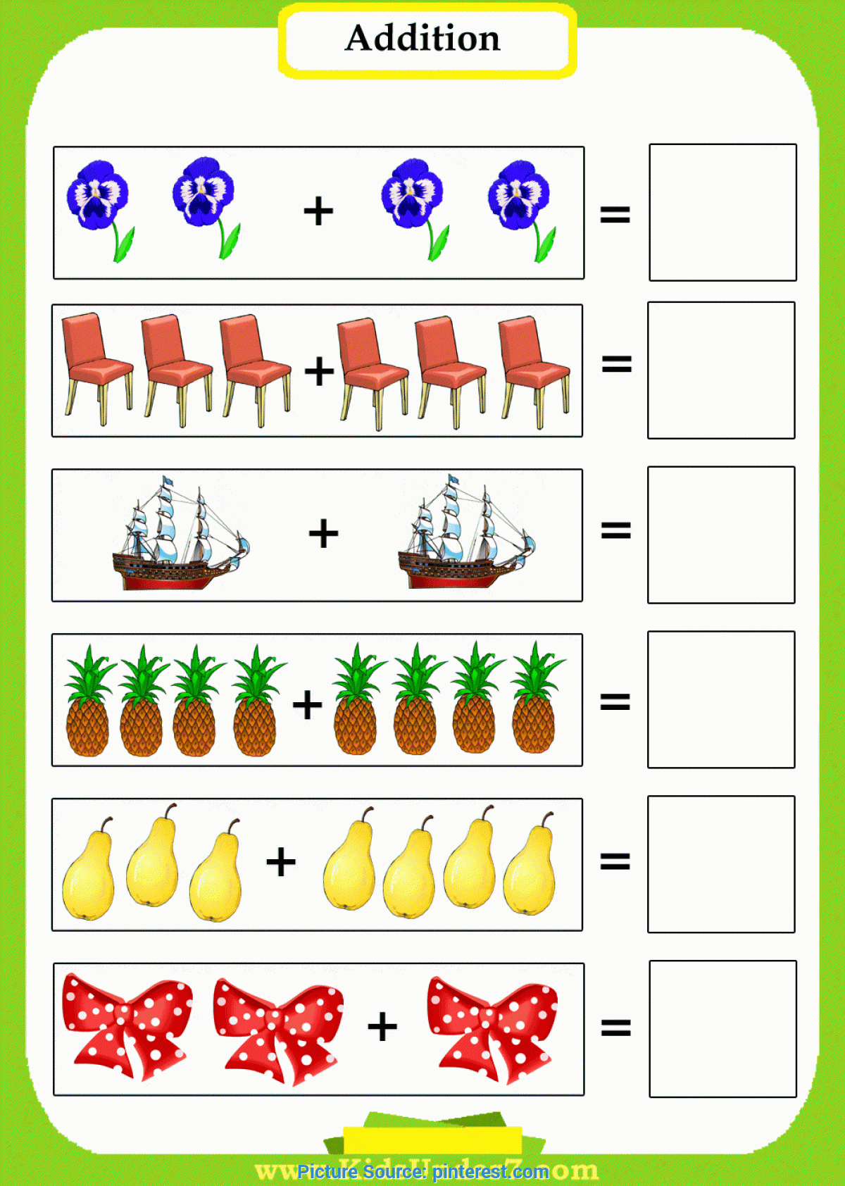 Introduction To Addition Kindergarten Worksheets ...