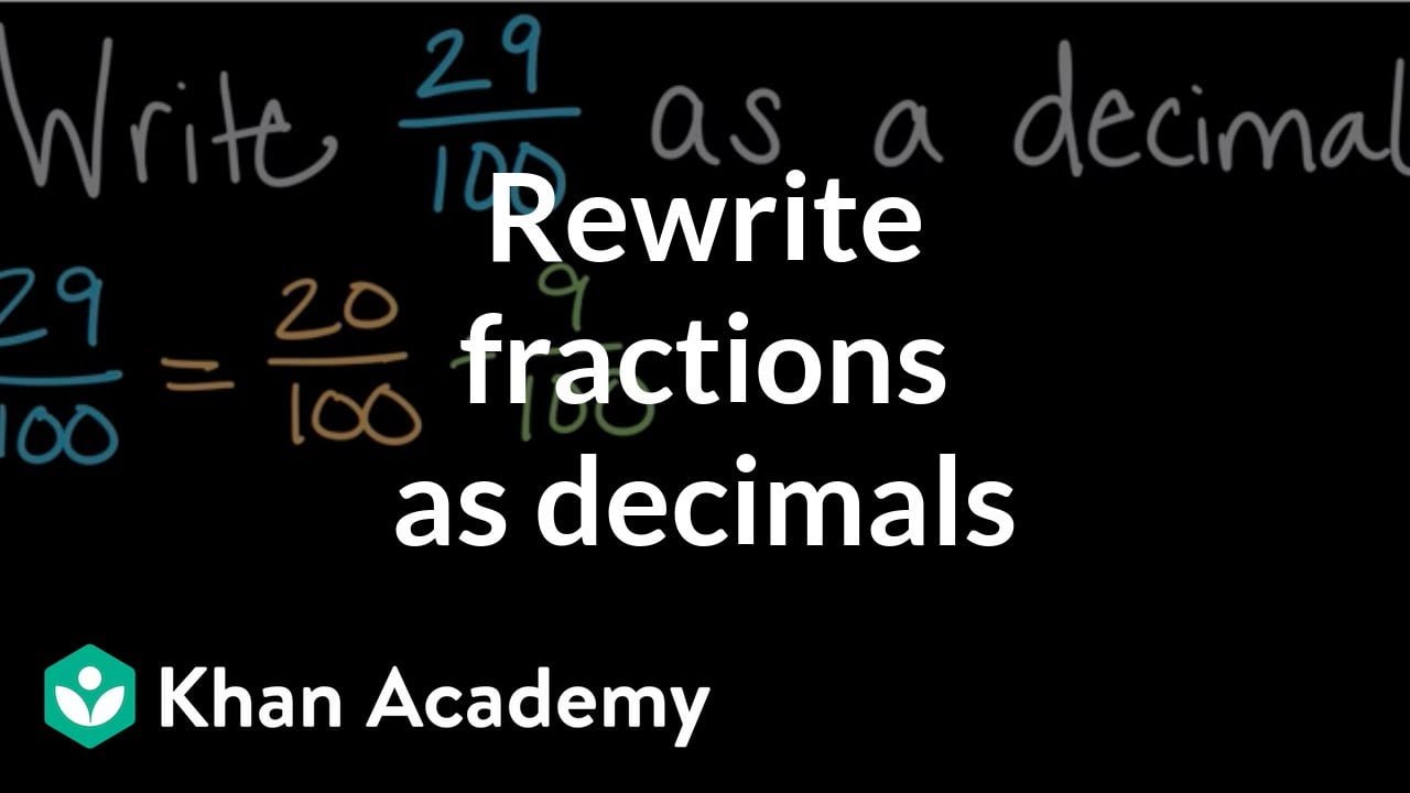 Rewriting Fractions As Decimals Video
