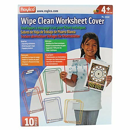 Roylco Wipe Clean Dry Erase Worksheet Covers   X